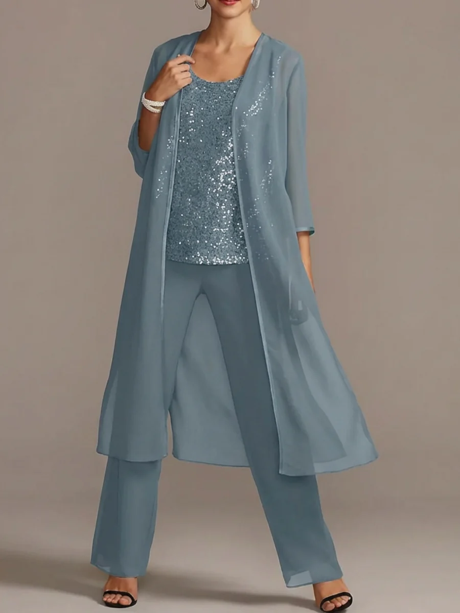 Chiffon Scoop Mother of the Bride Pantsuits - Image 5