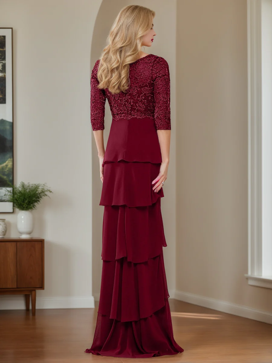 Chiffon Sheath/Column V-Neck Elegant Mother of the Bride & Groom Dresses with Appliques & Ruffles - Image 2