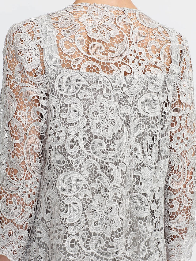 Chiffon Square Neck Floor-Length Mother of the Bride Pantsuits with Jacket & Split Side - Image 7