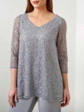 Chiffon V-Neck 3/4 Sleeves Mother of the Bride Pantsuits with Sequins - Image 3