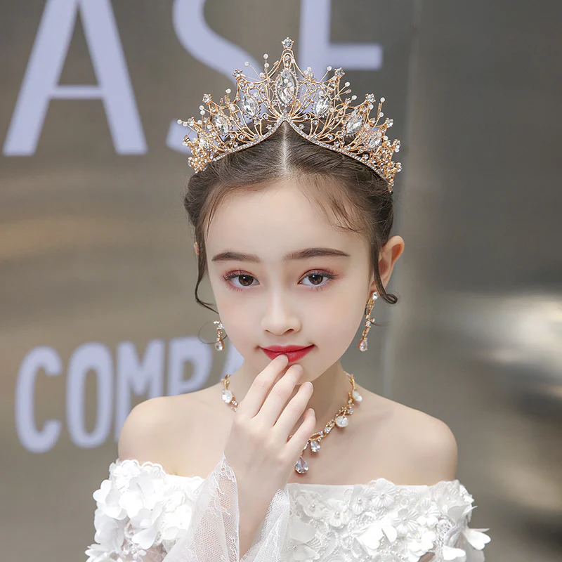 Children's Dress Accessories Vintage Elegant Crystal Crown Headpiece - Image 4