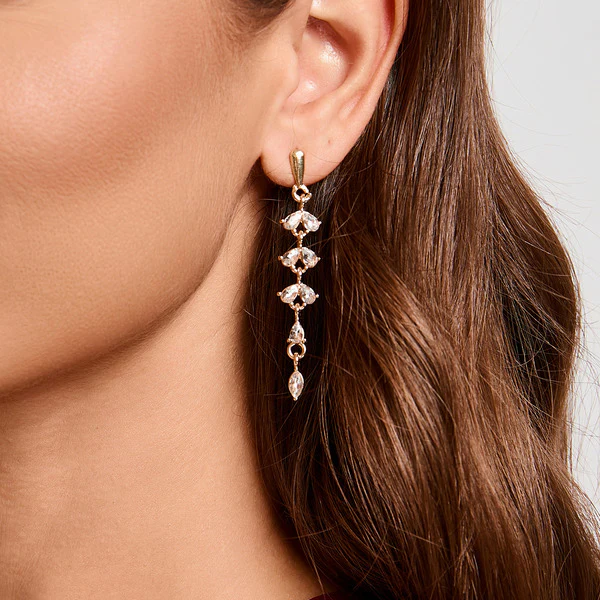 Classic Rhinestone Dangle Earrings - Image 3