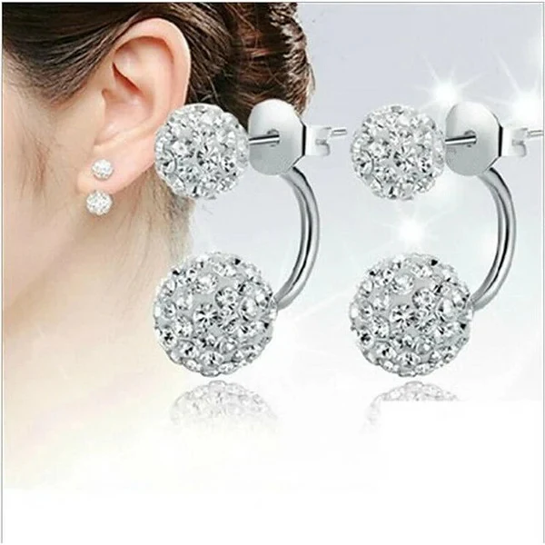 Classic Round Cut Rhinestone Stud Earrings - Image 2