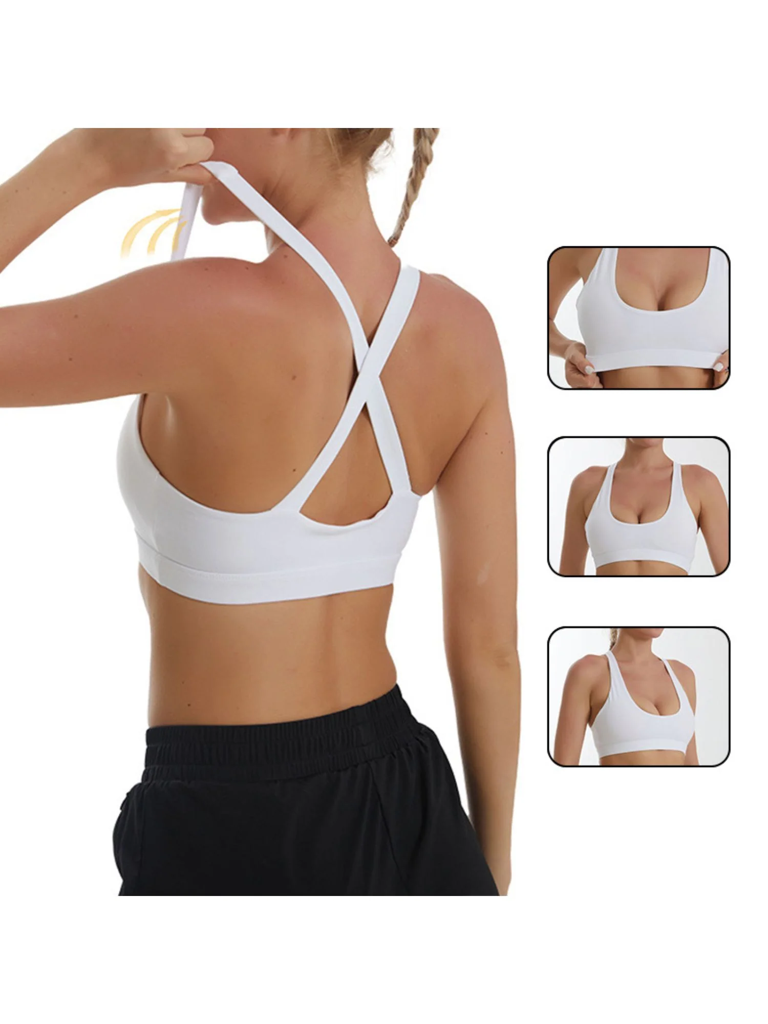 Classic Solid Minimalist Sports Bra Polyester Training Wear - Image 5