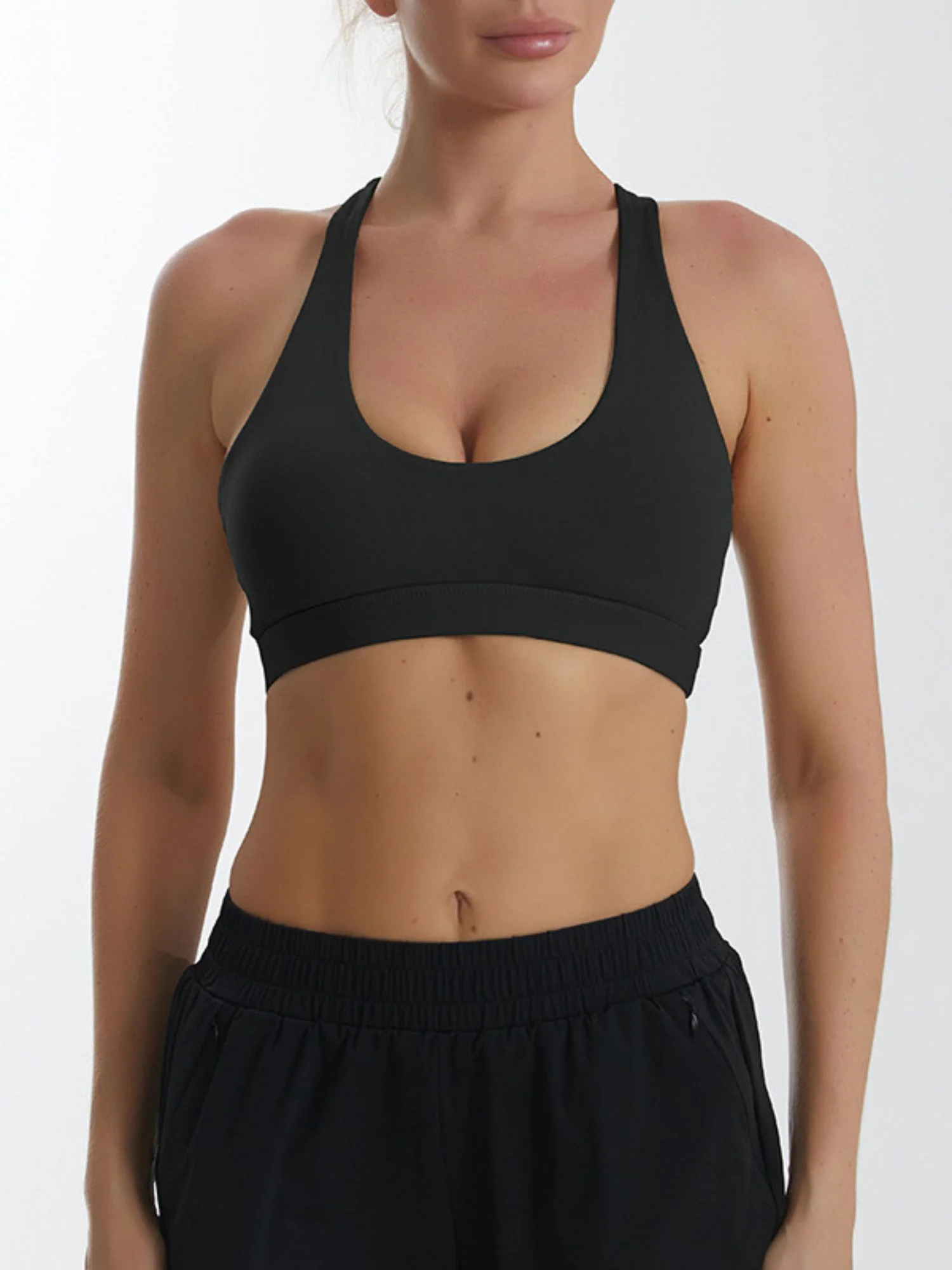 Classic Solid Minimalist Sports Bra Polyester Training Wear - Image 6