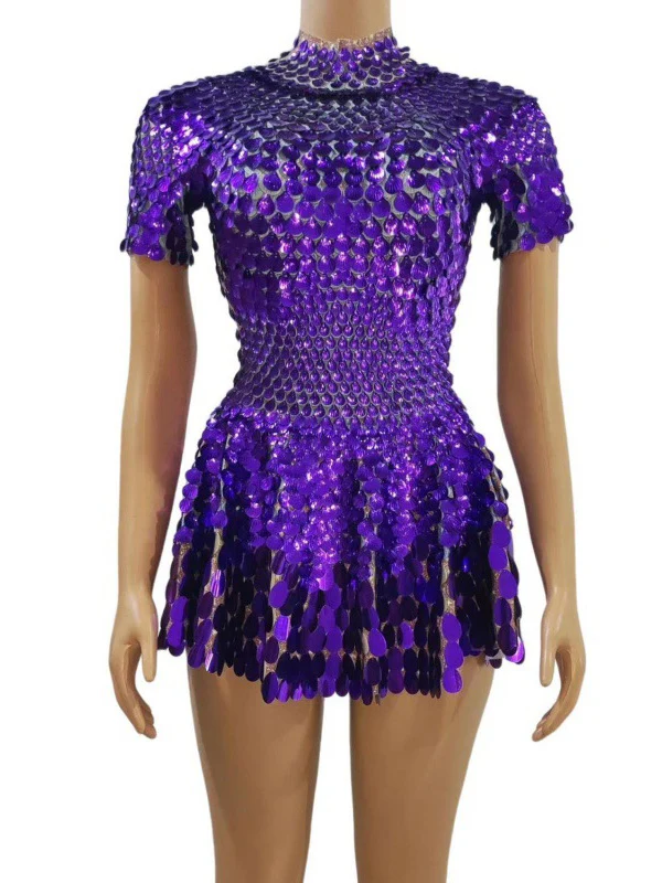 Column/Sheath High Neck Sequins Short/Mini Costume Vintage Party Dresses - Image 2