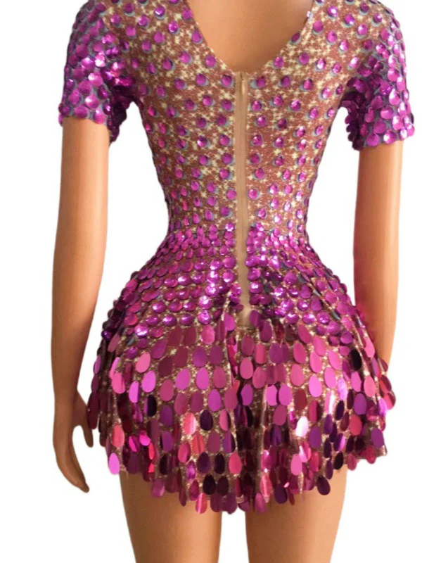 Column/Sheath High Neck Sequins Short/Mini Costume Vintage Party Dresses - Image 6