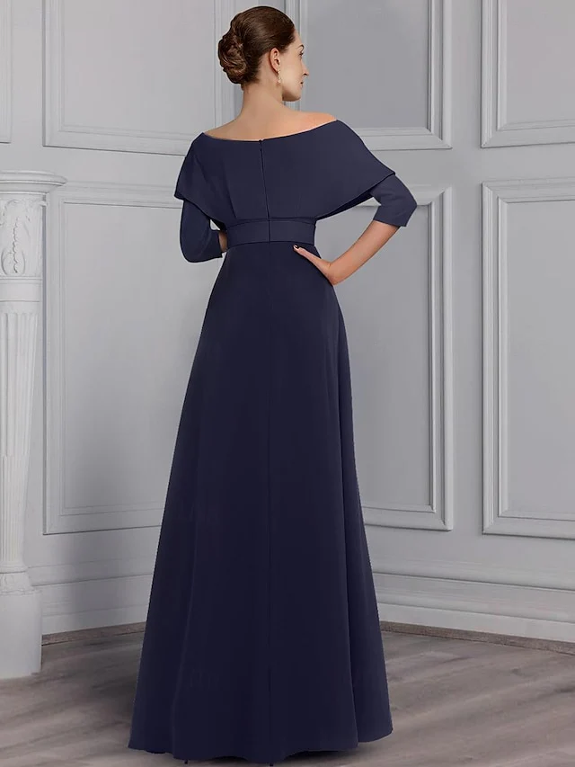 Scoop Long Sleeves Mother of the Bride Pantsuits with Belt - Image 4