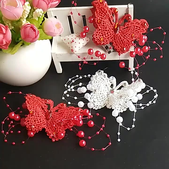 Cute Children's Fabric Lace Butterfly Pearl Headpiece - Image 2