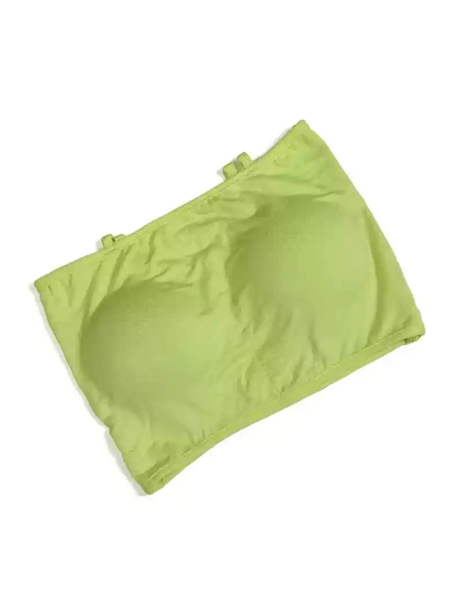 Daily Belly Dance Minimalist Solid Color Cotton Strapless Bra - Image 5