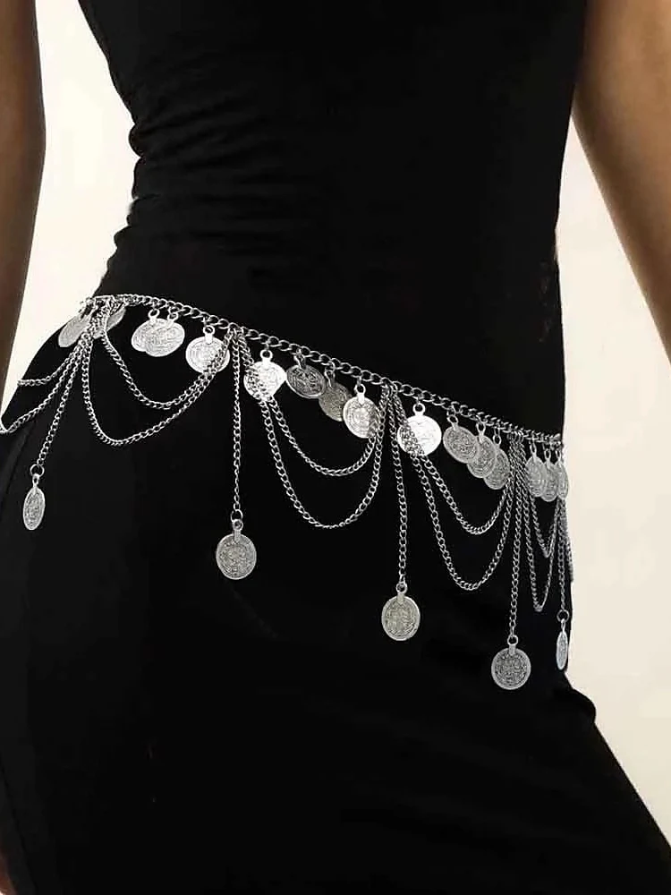 Dance Accessories Belt Metal Chain Gold Coin Silver Coin Women's Performance Training High Alloy - Image 2