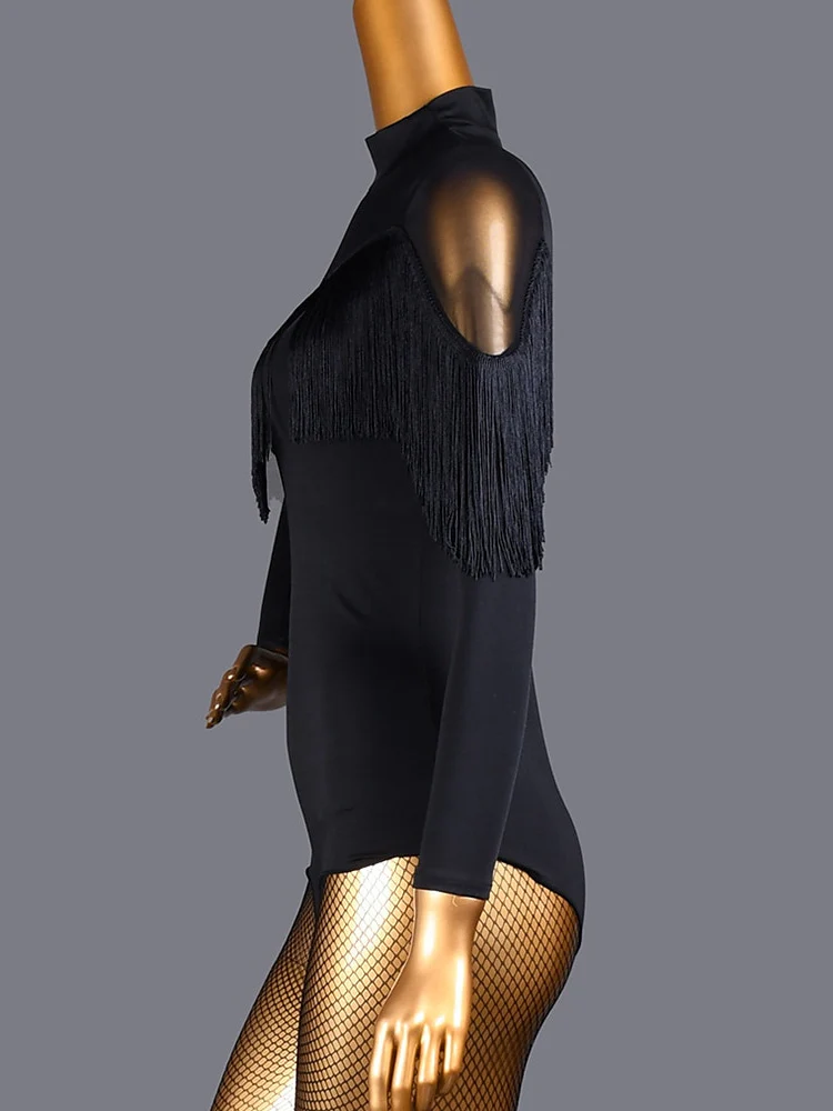 Dance Salsa Latin Dance Ballroom Dance Long Sleeve Skirts Pure Color  High Spandex Women‘s Performance - Image 3