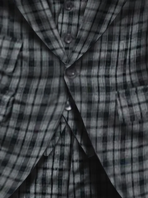 Dark Gray Men's Wedding Plaid Checkered Tailored Fit Single Breasted Suits 3 Piece - Image 2