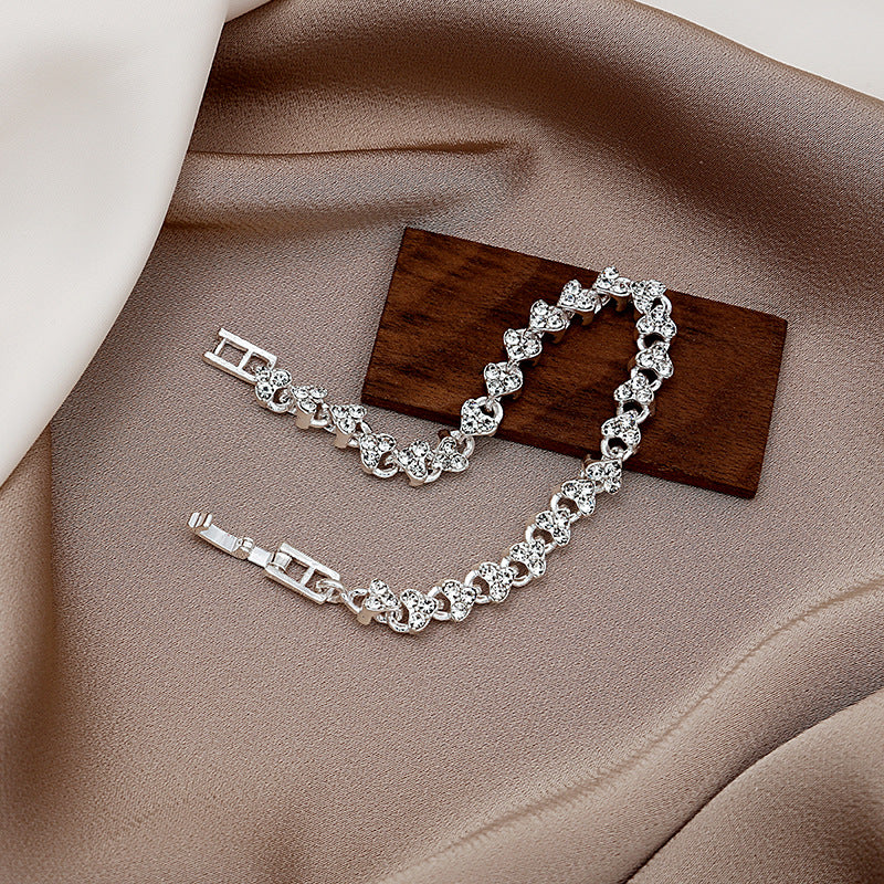 Delicated Rhinestone Heart Minimalist Bracelet - Image 3