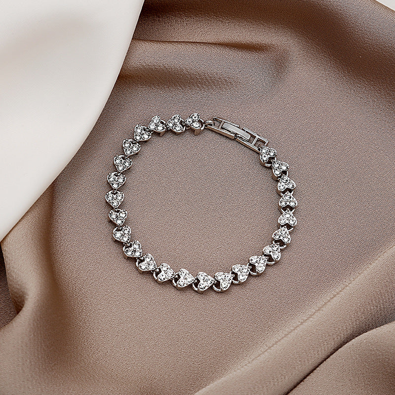 Delicated Rhinestone Heart Minimalist Bracelet - Image 4