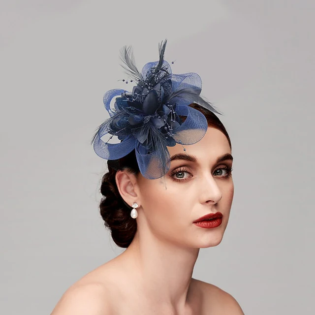 Elegant Feather Net Fascinators Hats with Feathers