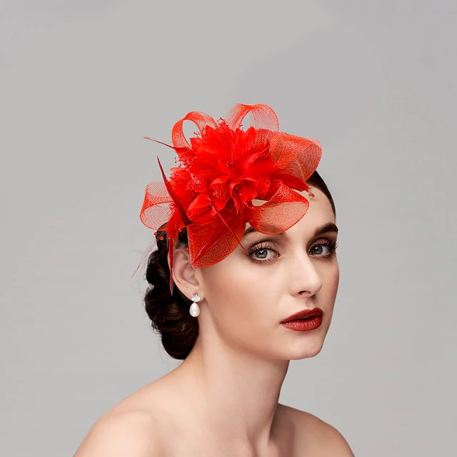 Elegant Feather Net Fascinators Hats with Feathers - Image 5