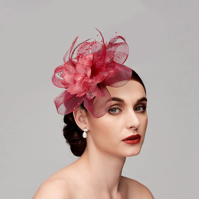 Elegant Feather Net Fascinators Hats with Feathers - Image 6