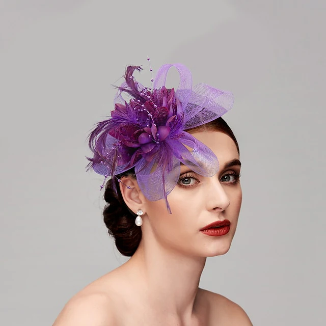 Elegant Feather Net Fascinators Hats with Feathers - Image 7