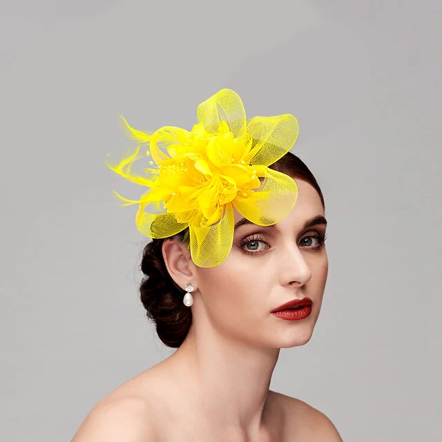 Elegant Feather Net Fascinators Hats with Feathers - Image 8