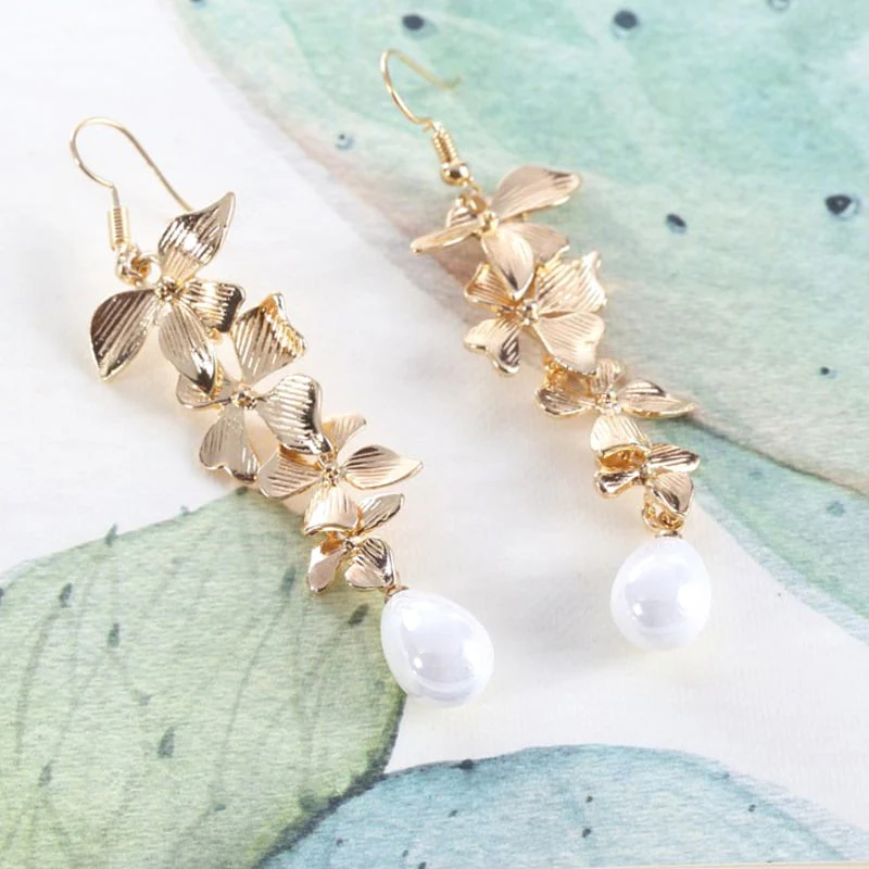 Elegant Pearl Dangle Earrings - Image 4
