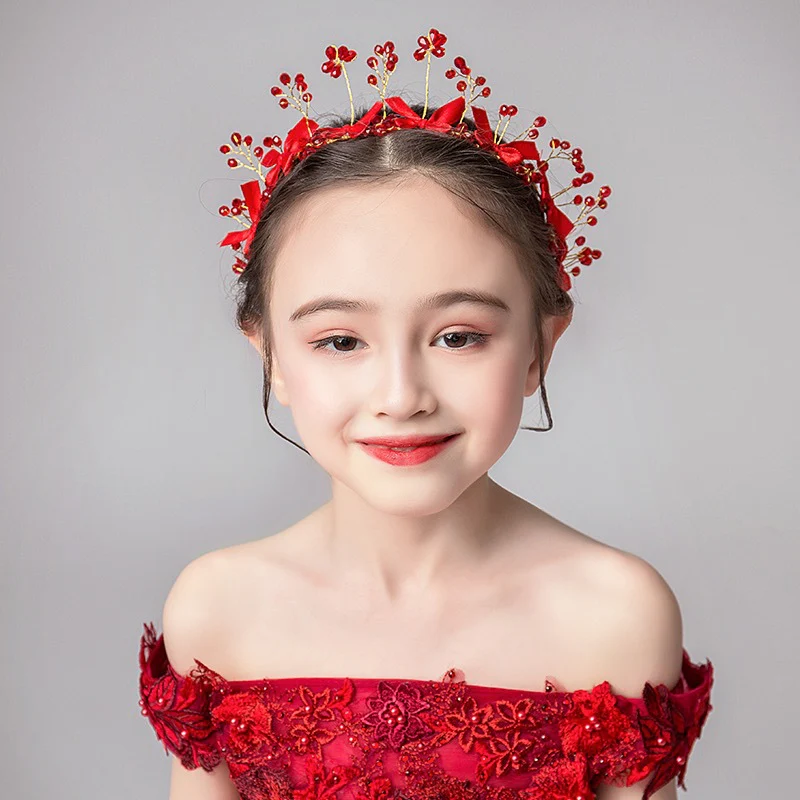 Elegant Red Bow Crystal Princess Headpiece Accessories - Image 4