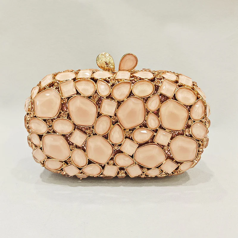 Elegant Retro Irregular Glass Diamond Encrusted Square Evening Wedding Party Clutch Bag - Image 7
