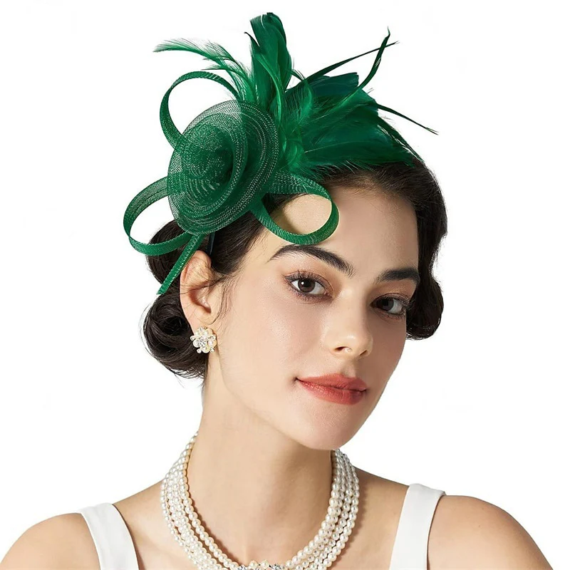 Elegant Retro Tulle Wedding Party Ladies Day Feather Cute Headpiece/Fascinator - Image 2