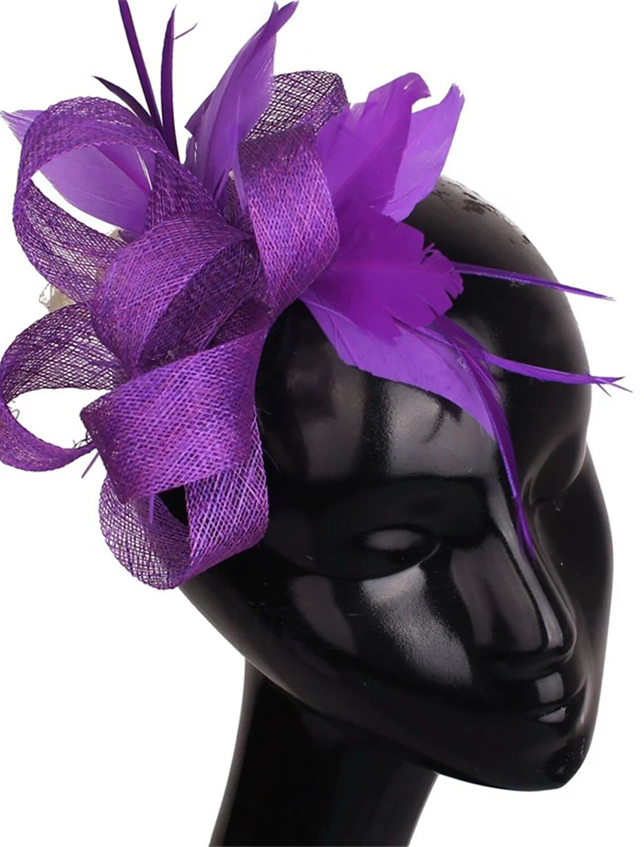 Elegant Sinamay Wedding Evening Party Feather Kentucky Derby Hat/Headpiece - Image 5