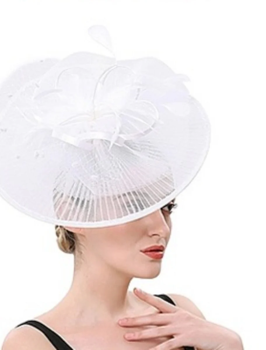 Elegant Tulle Kentucky Derby Hat Horse Race Feather Retro Fascinators/Headbands - Image 4