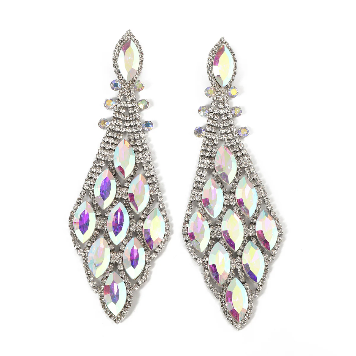 Retro Exaggerated Fashion Glass Rhinestone Elegant Earrings - Image 4
