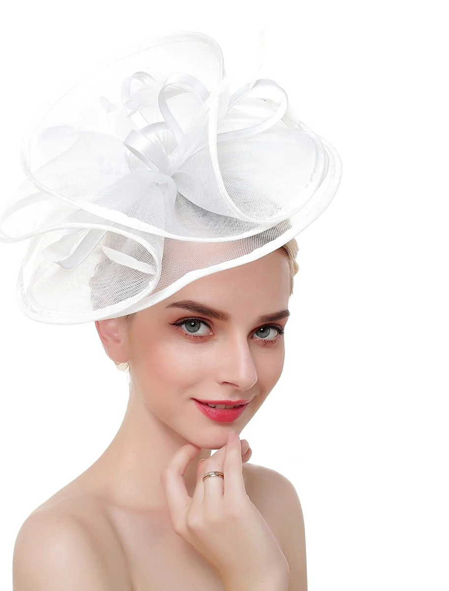 Exaggerated Retro Organza Ladies Day Feather Luxury Bowler Hat/Fascinator - Image 8
