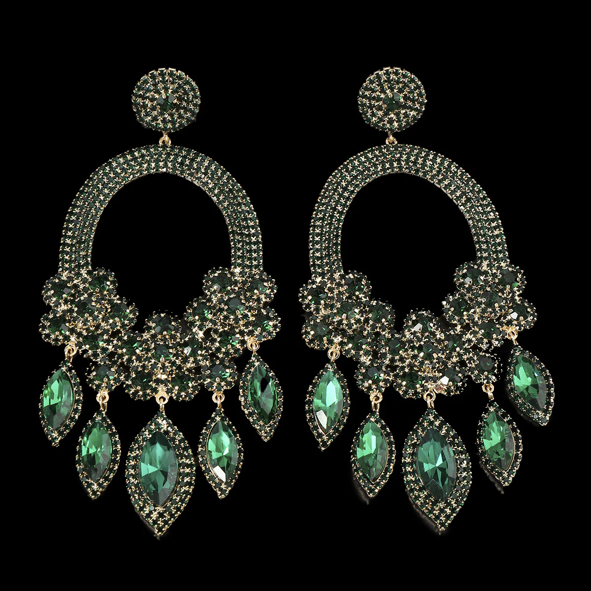 Exaggerated Stylish Flower Luxury Diamond Dangle Earrings - Image 5