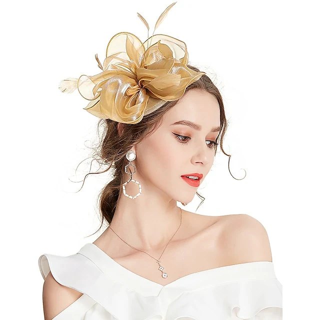 Fascinators Headpiece Tulle Tea Party Horse Race Ladies Day Elegant Retro With Feather - Image 4