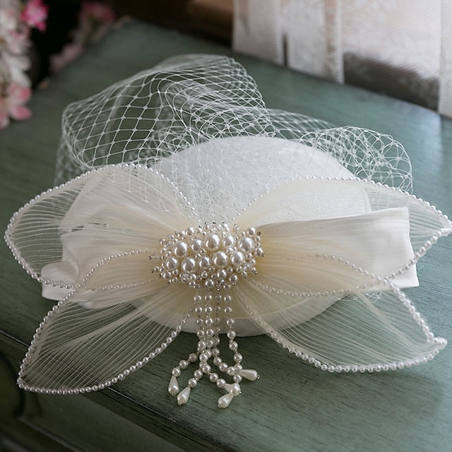Fascinators Lace Tea Party Horse Race Elegant With Imitation Pearl Bow(s) Headpiece - Image 3