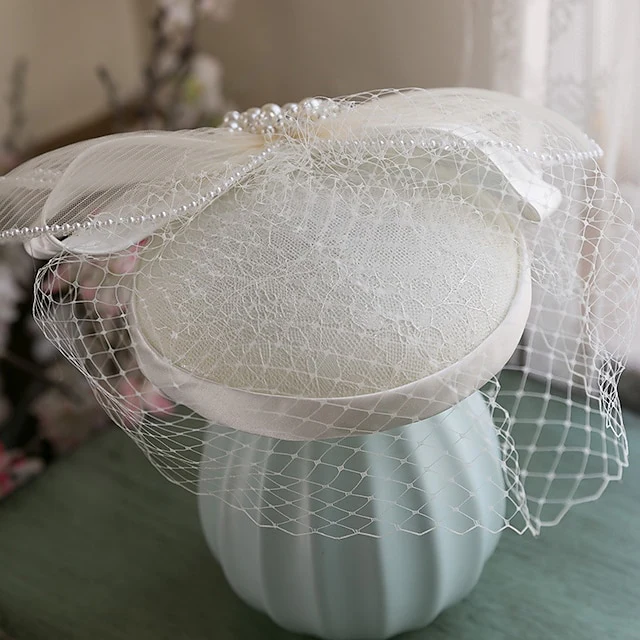 Fascinators Lace Tea Party Horse Race Elegant With Imitation Pearl Bow(s) Headpiece - Image 4