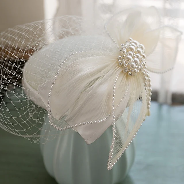 Fascinators Lace Tea Party Horse Race Elegant With Imitation Pearl Bow(s) Headpiece - Image 5
