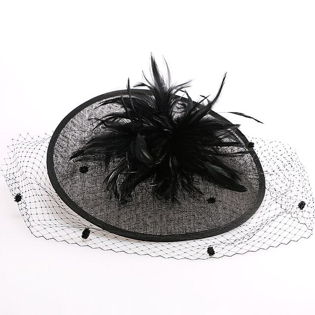 Fascinators Linen Party Evening Cocktail With Feather Headpiece - Image 6
