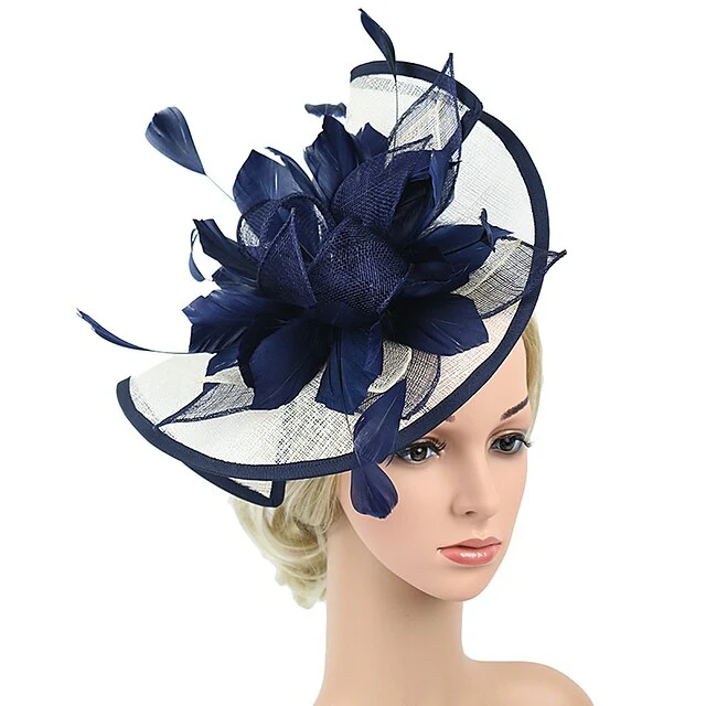 Fascinators Linen Party Evening Cocktail With Feather Headpiece - Image 6