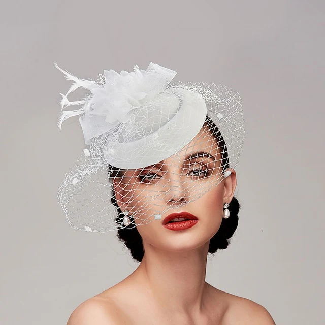 Fascinators Net Funeral Horse Race With Feather Flower Headpiece - Image 5