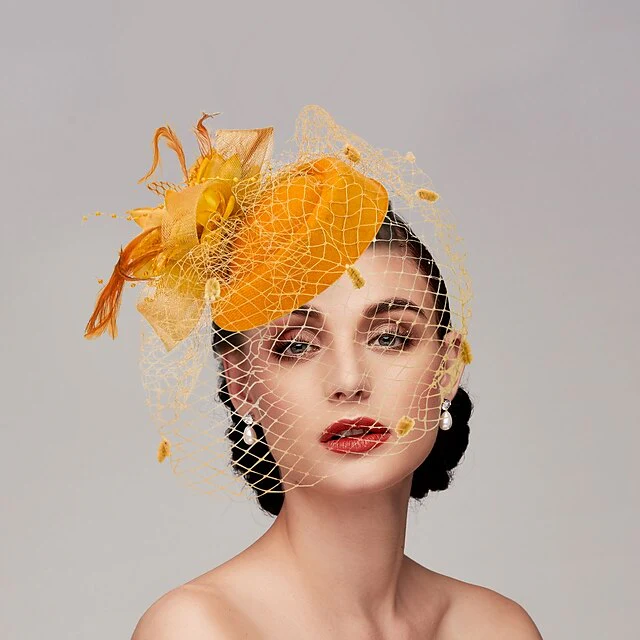 Fascinators Net Funeral Horse Race With Feather Flower Headpiece - Image 9