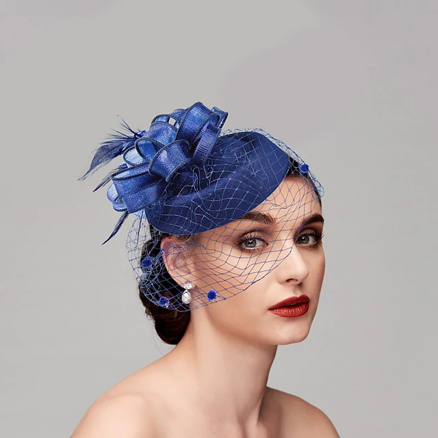 Fascinators Net Wedding Horse Race With Flower Feather Headpiece - Image 5