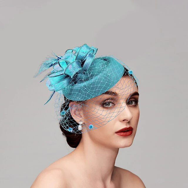 Fascinators Net Wedding Horse Race With Flower Feather Headpiece - Image 6