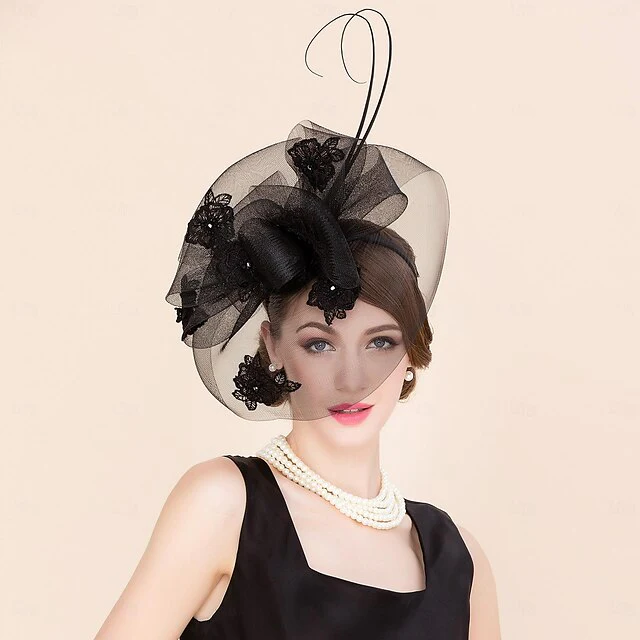 Fascinators Tulle Wedding Tea Party Elegant With Rhinestone Bowknot Headpiece - Image 2