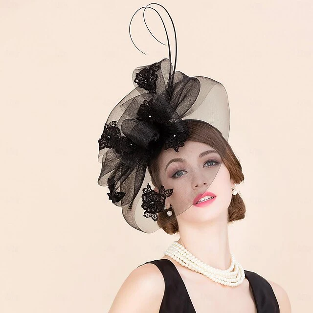 Fascinators Tulle Wedding Tea Party Elegant With Rhinestone Bowknot Headpiece - Image 4