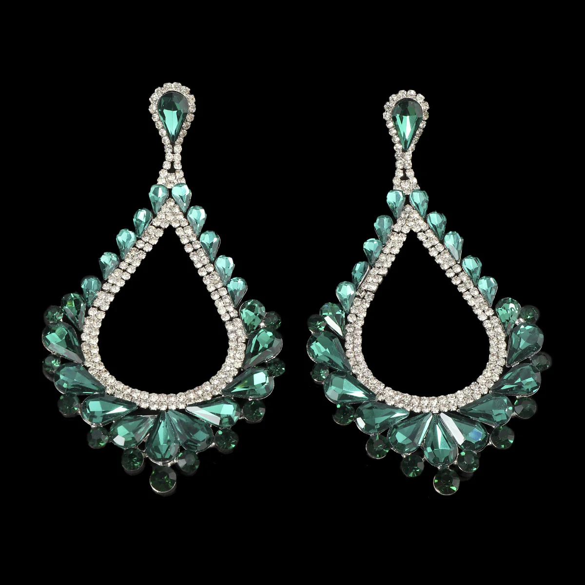 Fashion Glass Rhinestone Exaggerated Waterdrop Earrings - Image 2