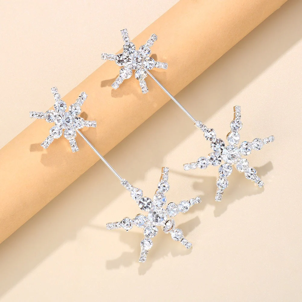 Fashion Hexagram Gold Rhinestone High End Elegant Earrings - Image 2