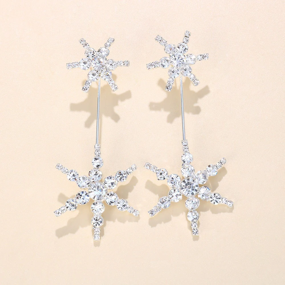 Fashion Hexagram Gold Rhinestone High End Elegant Earrings - Image 4