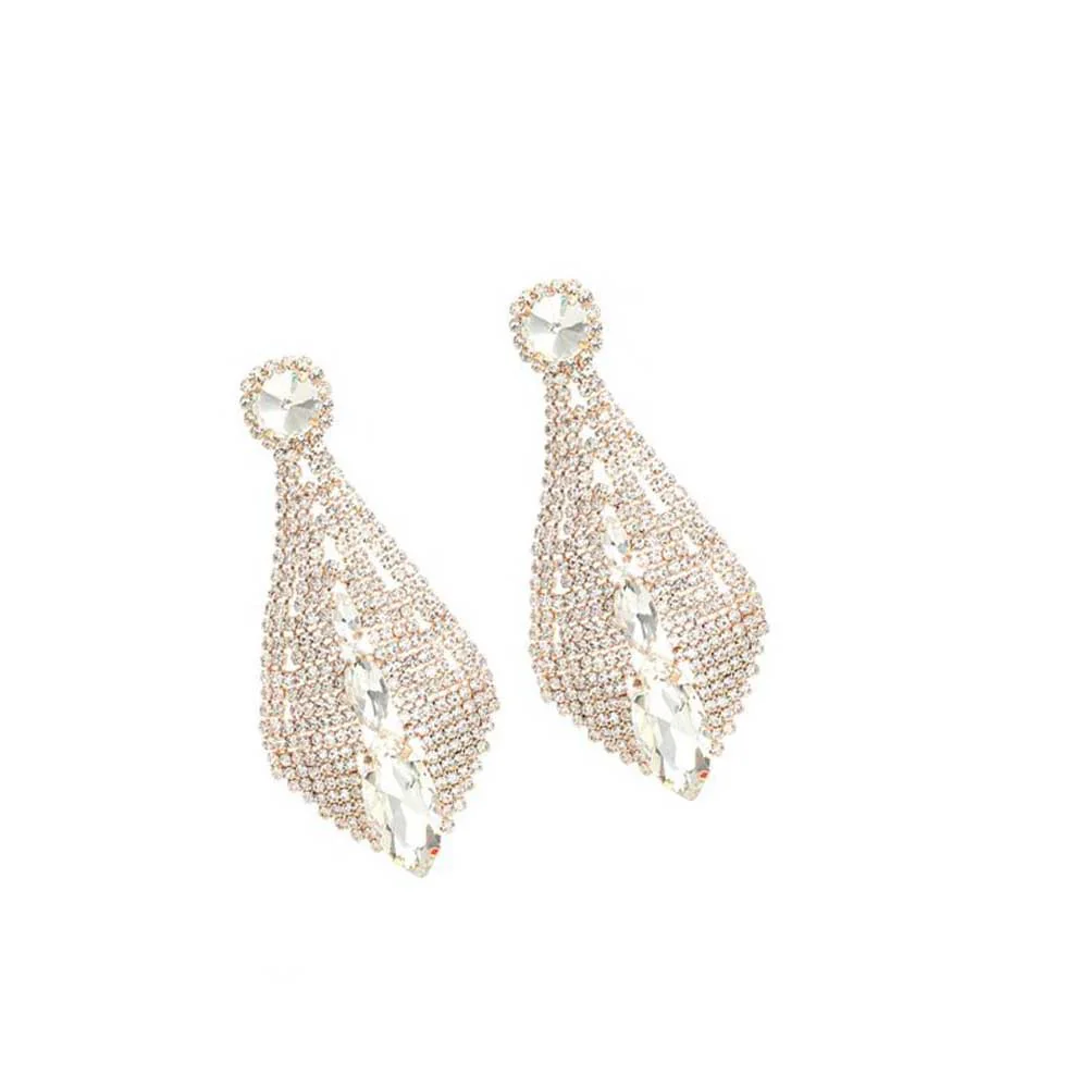 Fashion Luxury Diamond Rhinestone Tassel Drop Earrings - Image 3