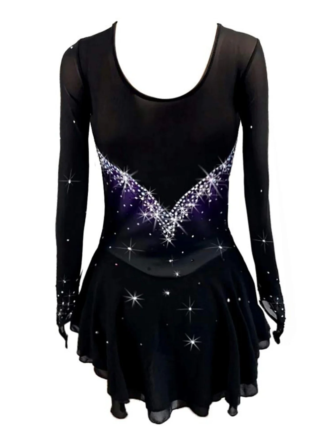Figure Skating Dress Long Sleeve Women's Girls' Crystal/Rhinestone Ice Skating Dress - Image 5